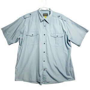 Cabelas Shirt Mens 3XL Tall Blue Polyester Cotton Short Sleeve Button Front